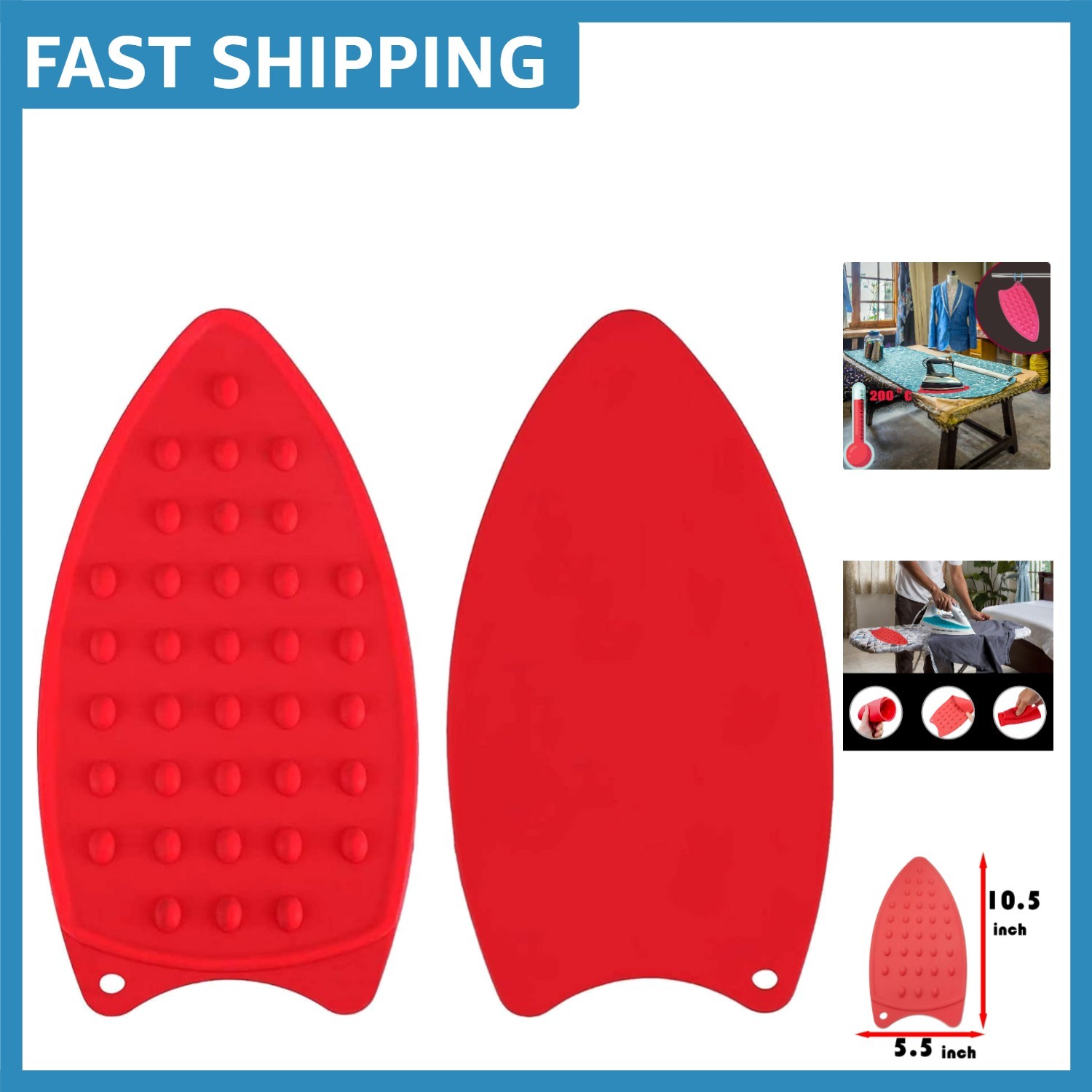 High-Quality Silicone Mat Rest Pad Set - Red Heat Protection for Ironing Boards
