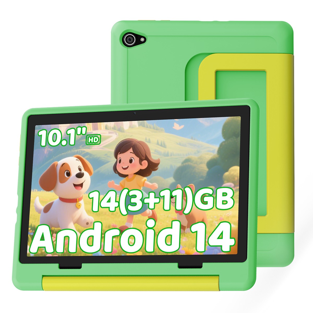 2025 NEW 10'' Android 14 for Kids 3-12  14GB RAM 64B ROM Tablet with Shockproof