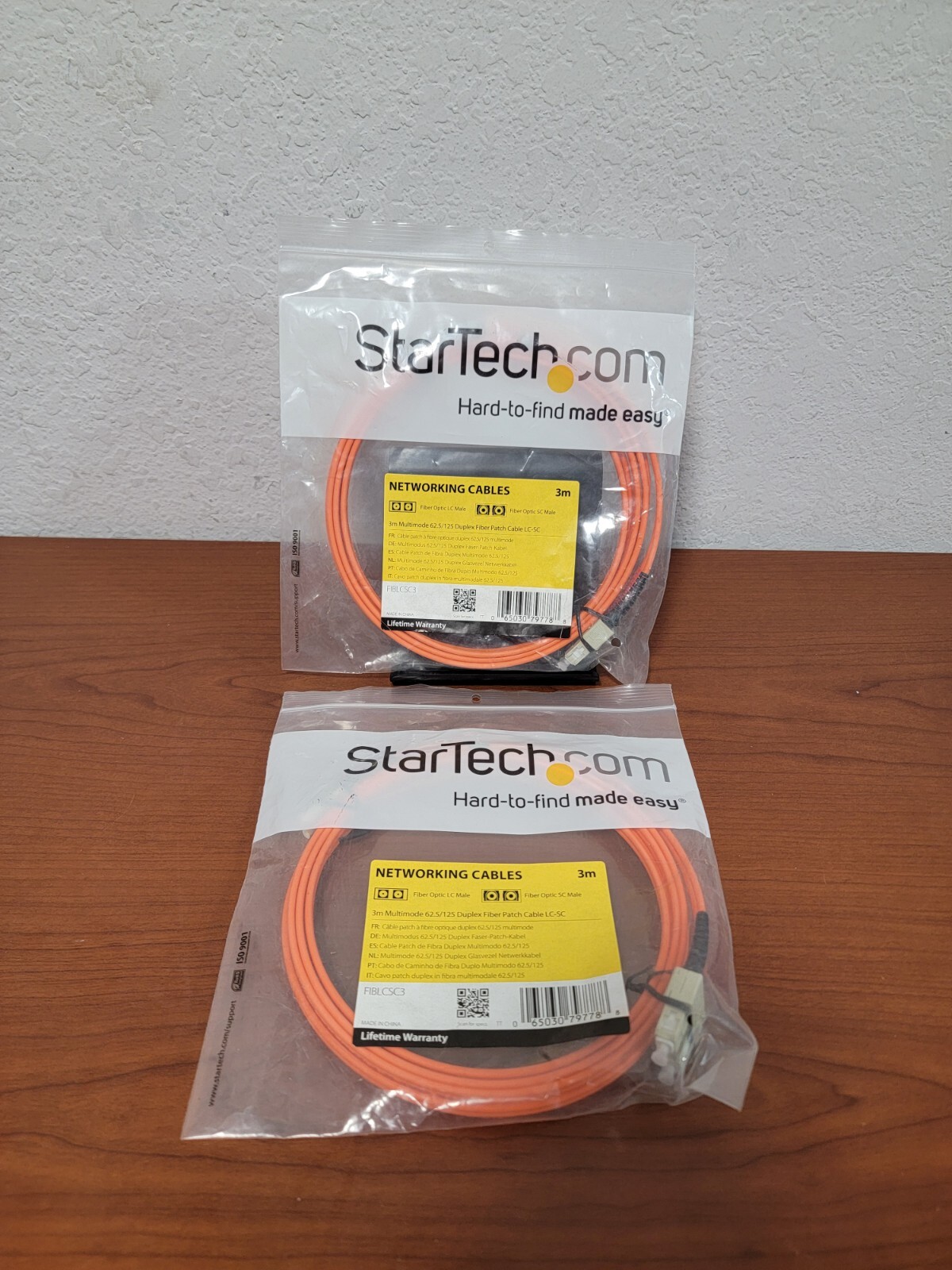 2x Lot STARTECH FIBLCSC3 3m Fiber Optical Networking Cables - NEW