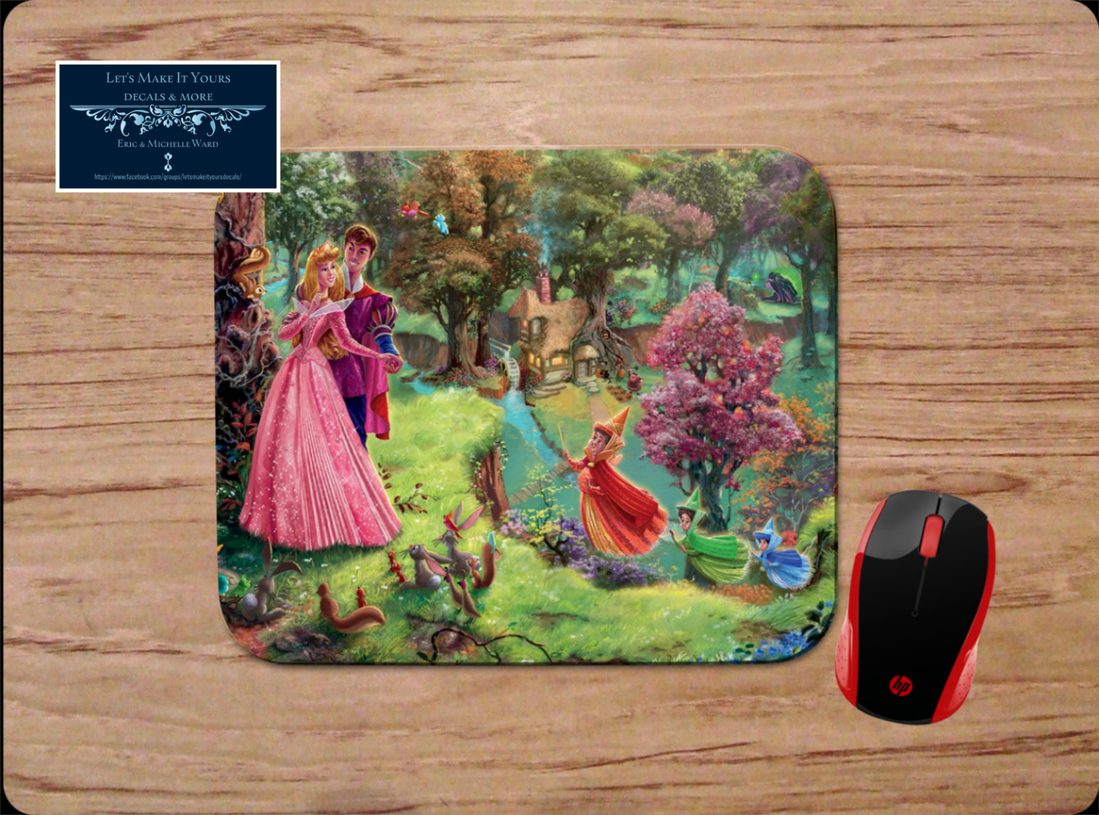 AURORA PRINCE FAIRY GODMOTHERS CUSTOM MOUSE PAD DESK MAT SLEEPING BEAUTY ART