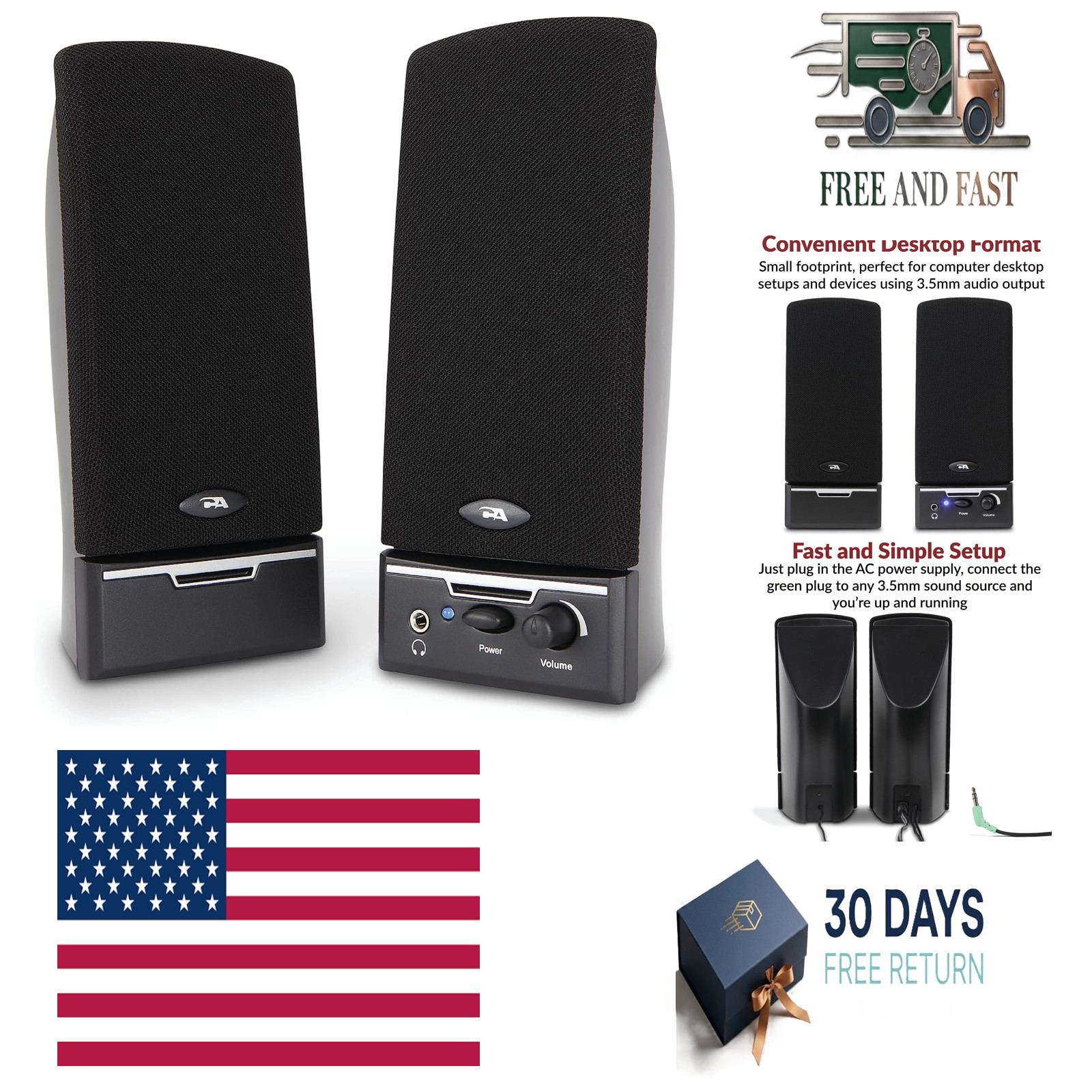 CA-2014 2.0 Computer Speakers, 4W, Stereo Sound