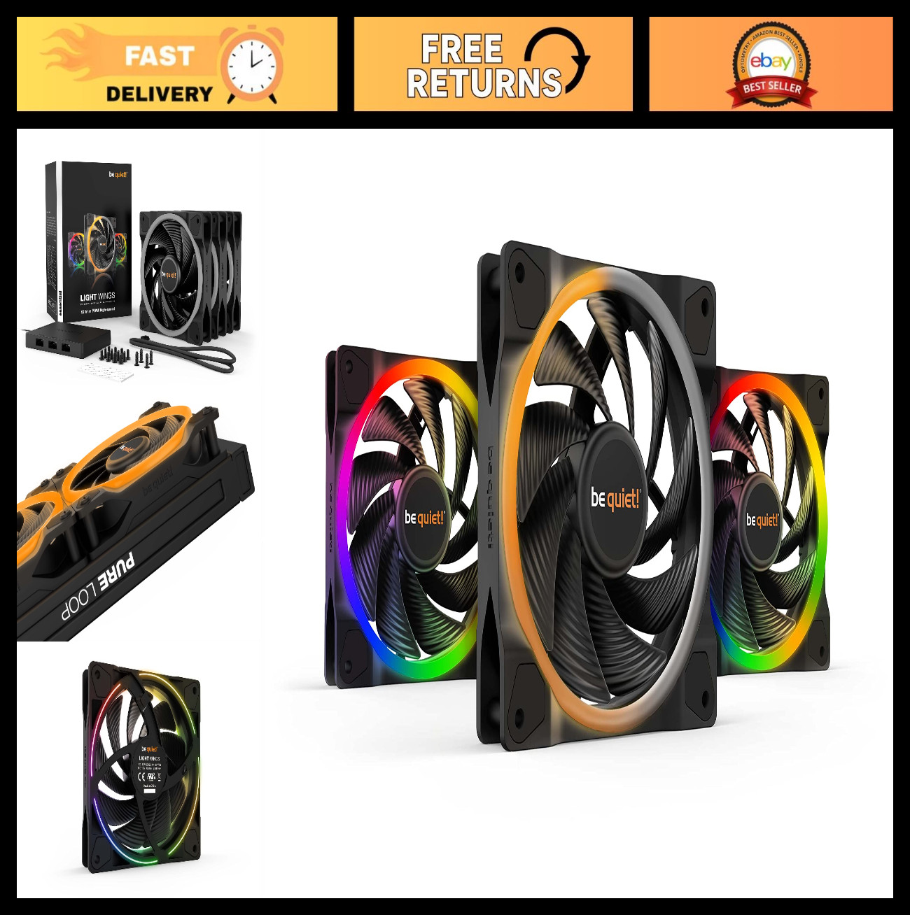 120mm PWM ARGB Cooling Fans - High Speed, Low Noise, 3-Pack for Radiators & Heat