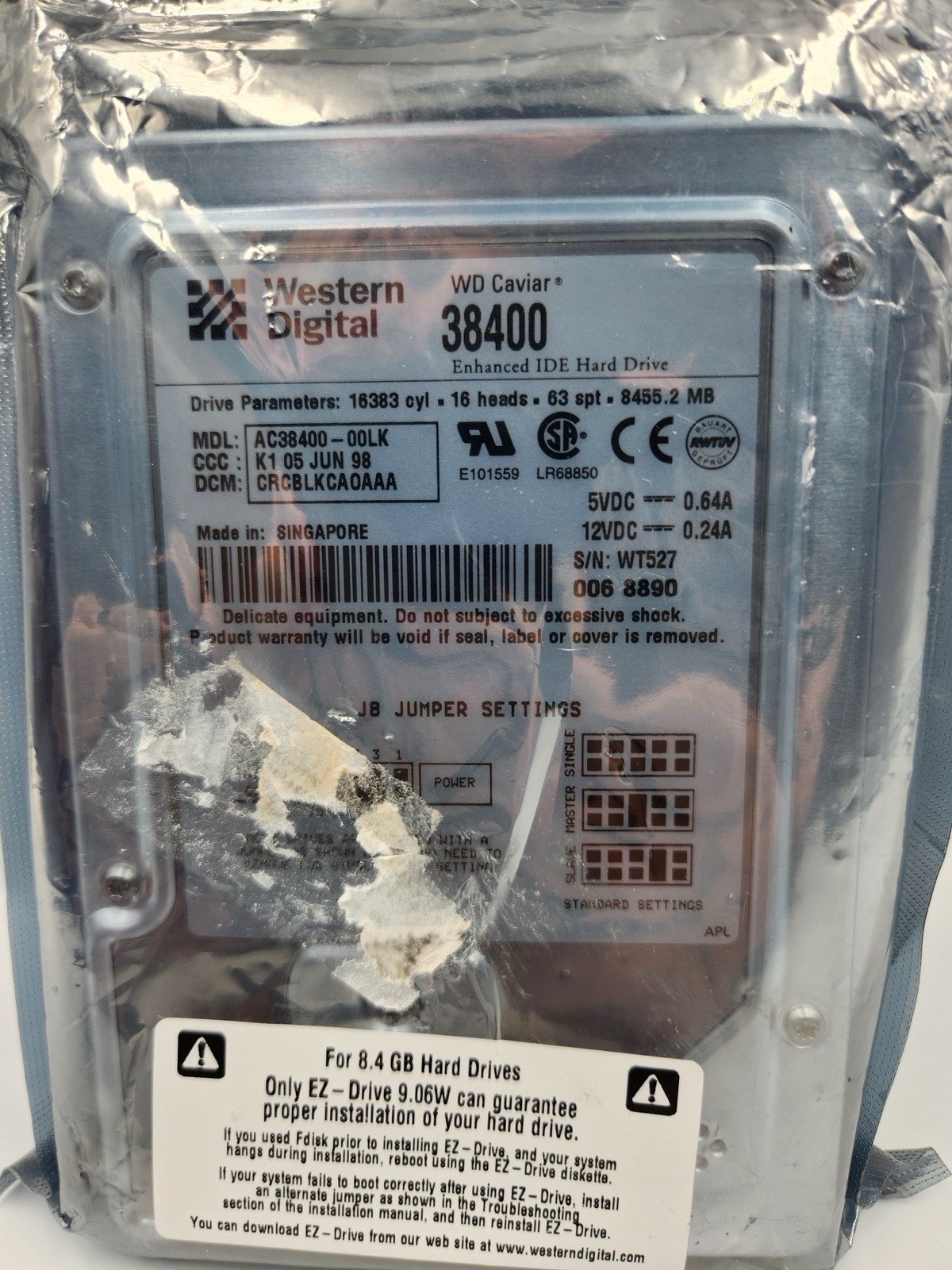WD Caviar 38400 8.4GB 5.4K Ata 3.5'' Pollici AC38400-32LK