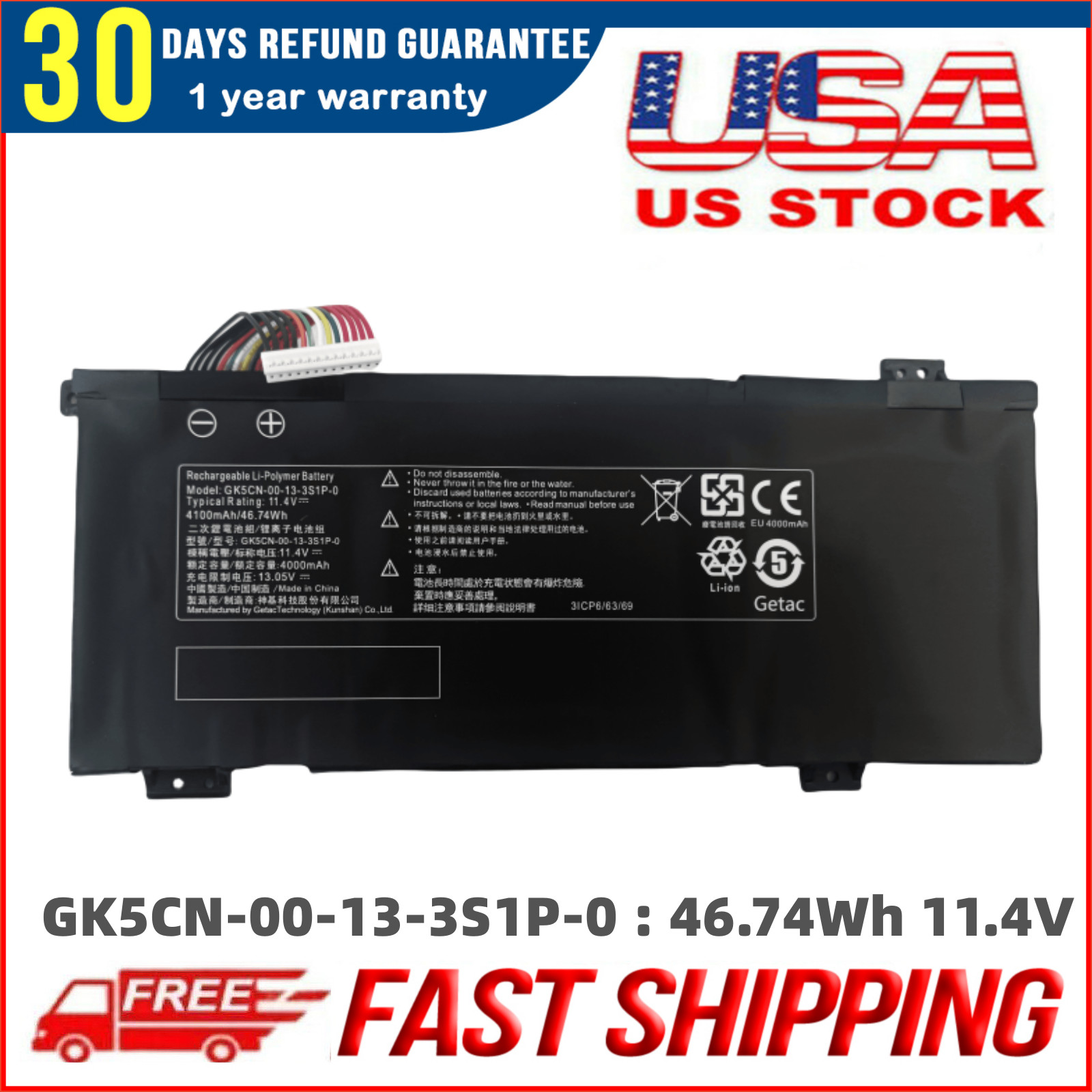 Genuine GK5CN-00-13-3S1P-0 Battery for Getac GK5CN5Z GK7CN6S GK5CN-11-16-3S1P-0