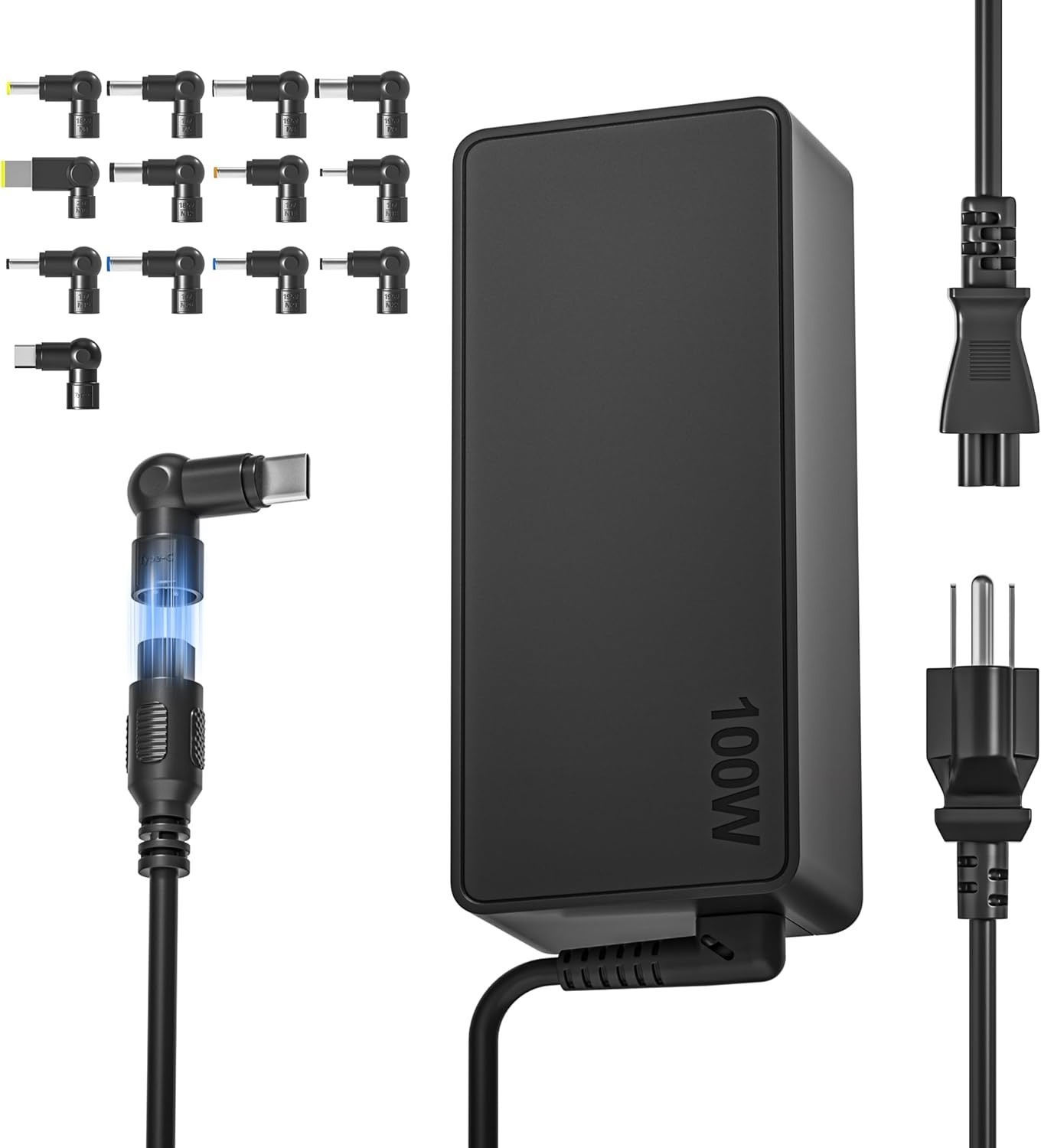 100W Universal Laptop Charger AC Adapter with 13 Tips Replacement for HP Dell