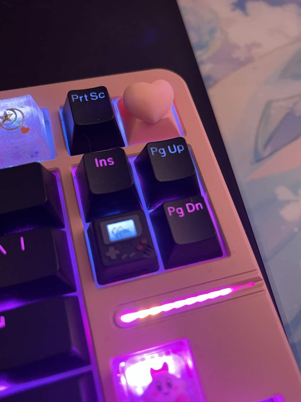 Cute Pink Heart Kawaii Artisan Keycap for OEM Mechanical Keyboard