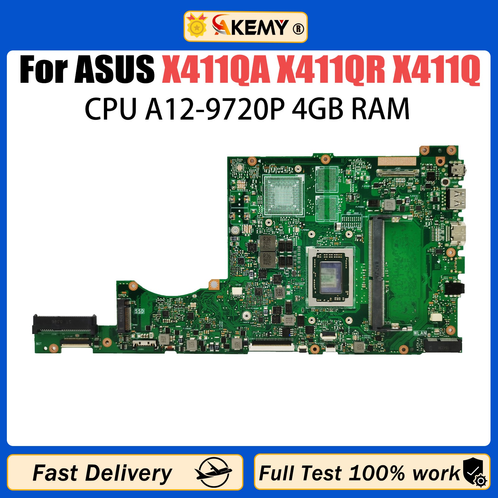 For ASUS Laptop Motherboard X411QA for X411QA X411 X411Q X411QA X411QR​​ W/CPU
