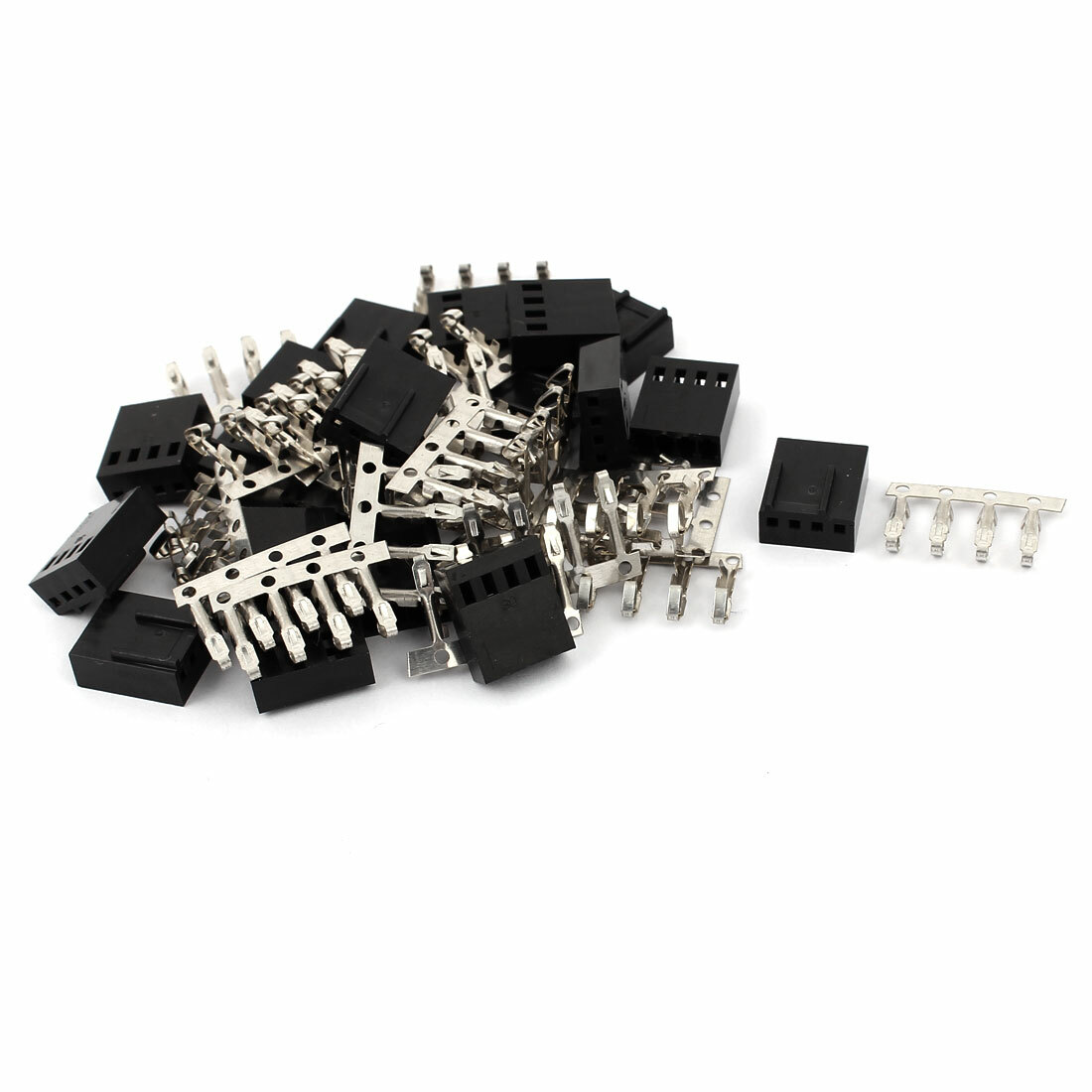 20 Sets 2.54mm Pitch 4 Pin Plastic Male PC Fan LED Power Connector