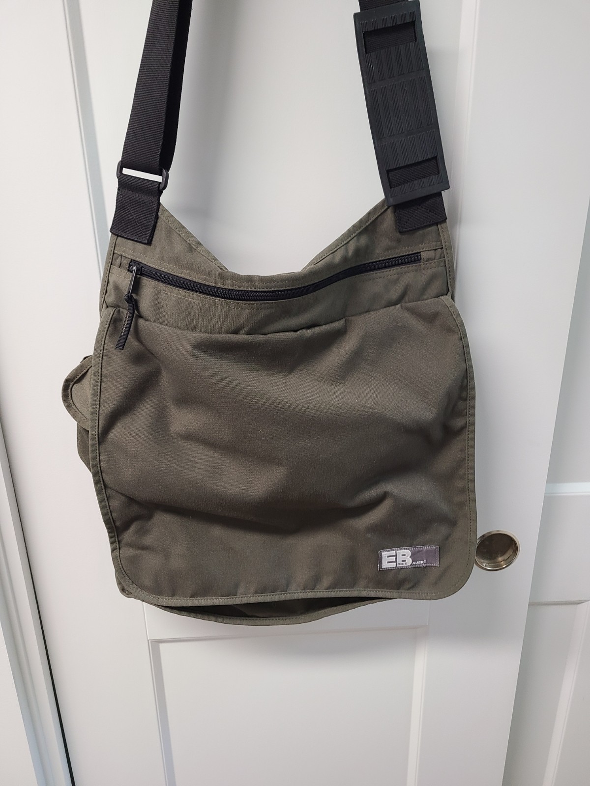 Eddie Bauer Messenger Bag Olive Green Black Laptop Shoulder Crossbody Bag