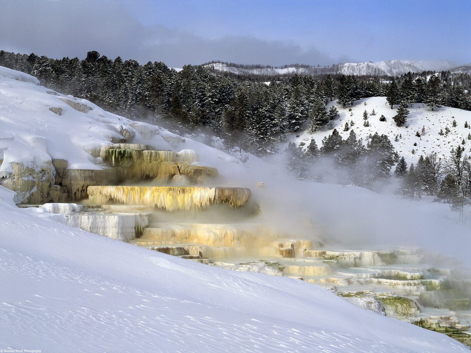 Landscape yellowstone national park wyoming winter Custom Gaming Mat Desk