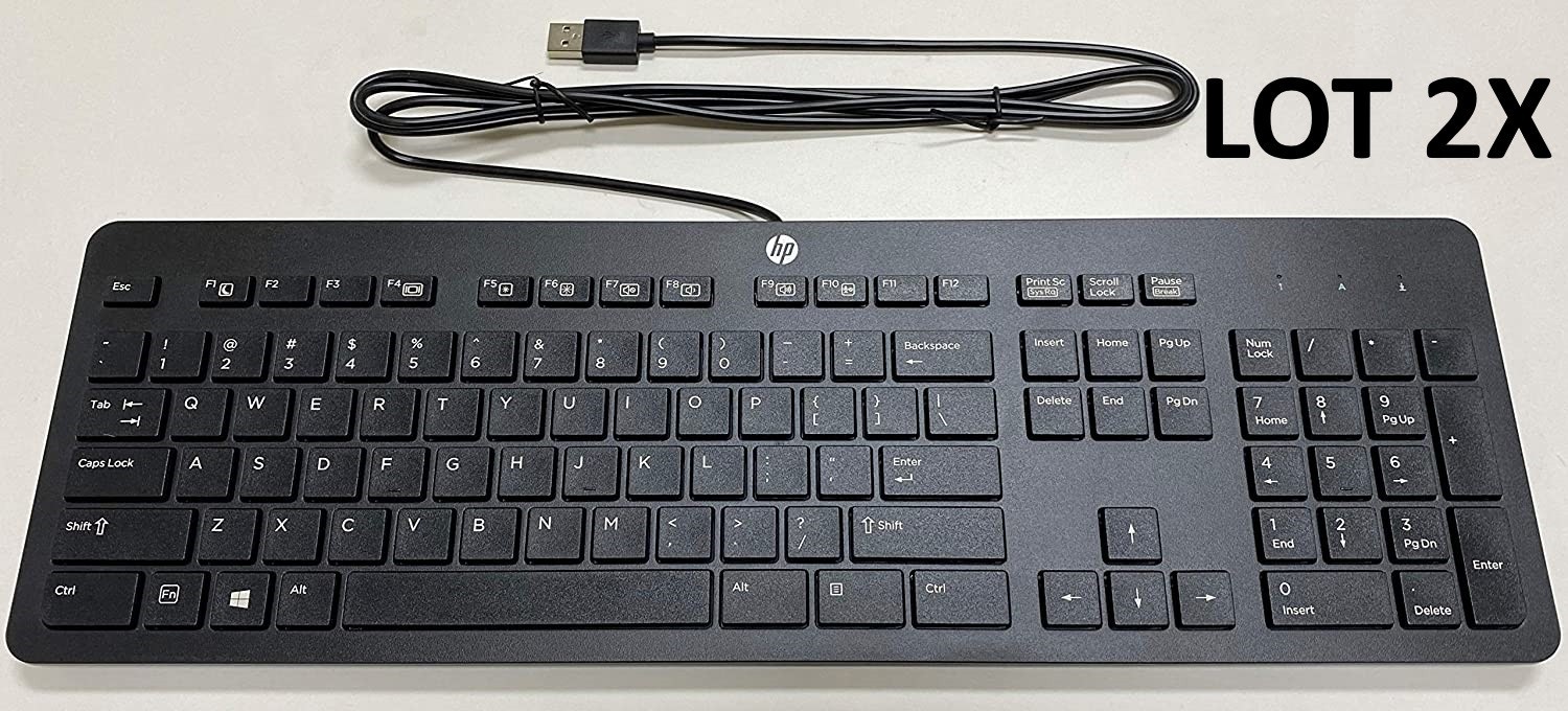 Lot 2x HP Slim Keyboard USB Wired KU-1469 New Open Box