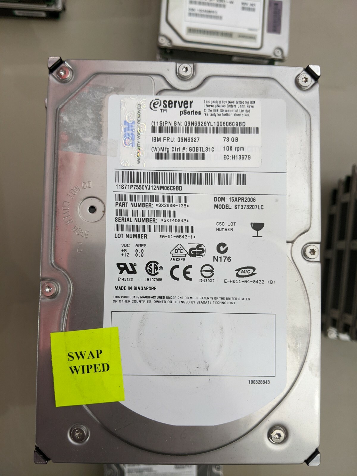 1x IBM Ultrawide 320 73gb 10K 3.5" SCSI HDD Charity 9x3006-139