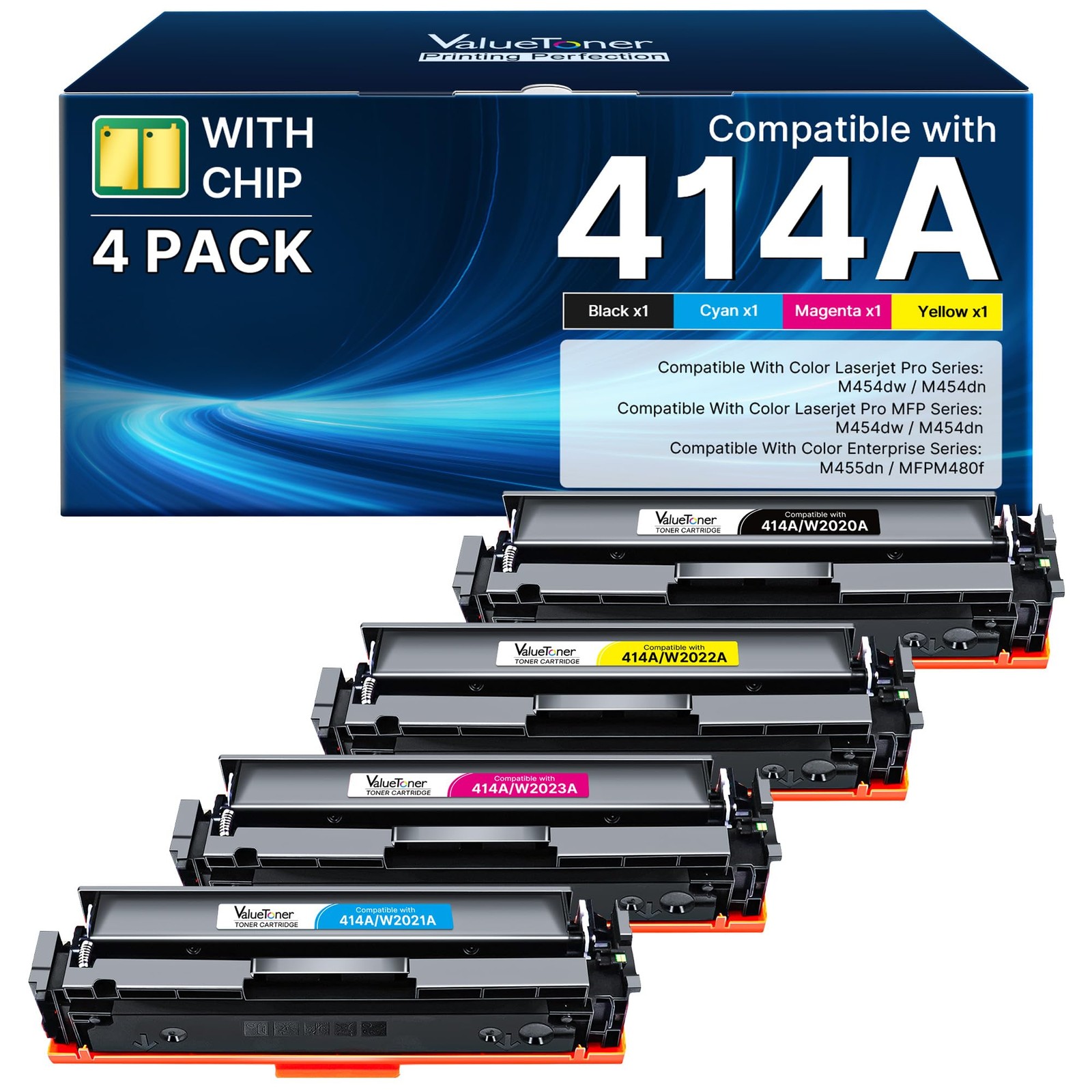 Cartridges 414A HP Compatible 4 Pack M479fdw Valuetoner Toner Replacement
