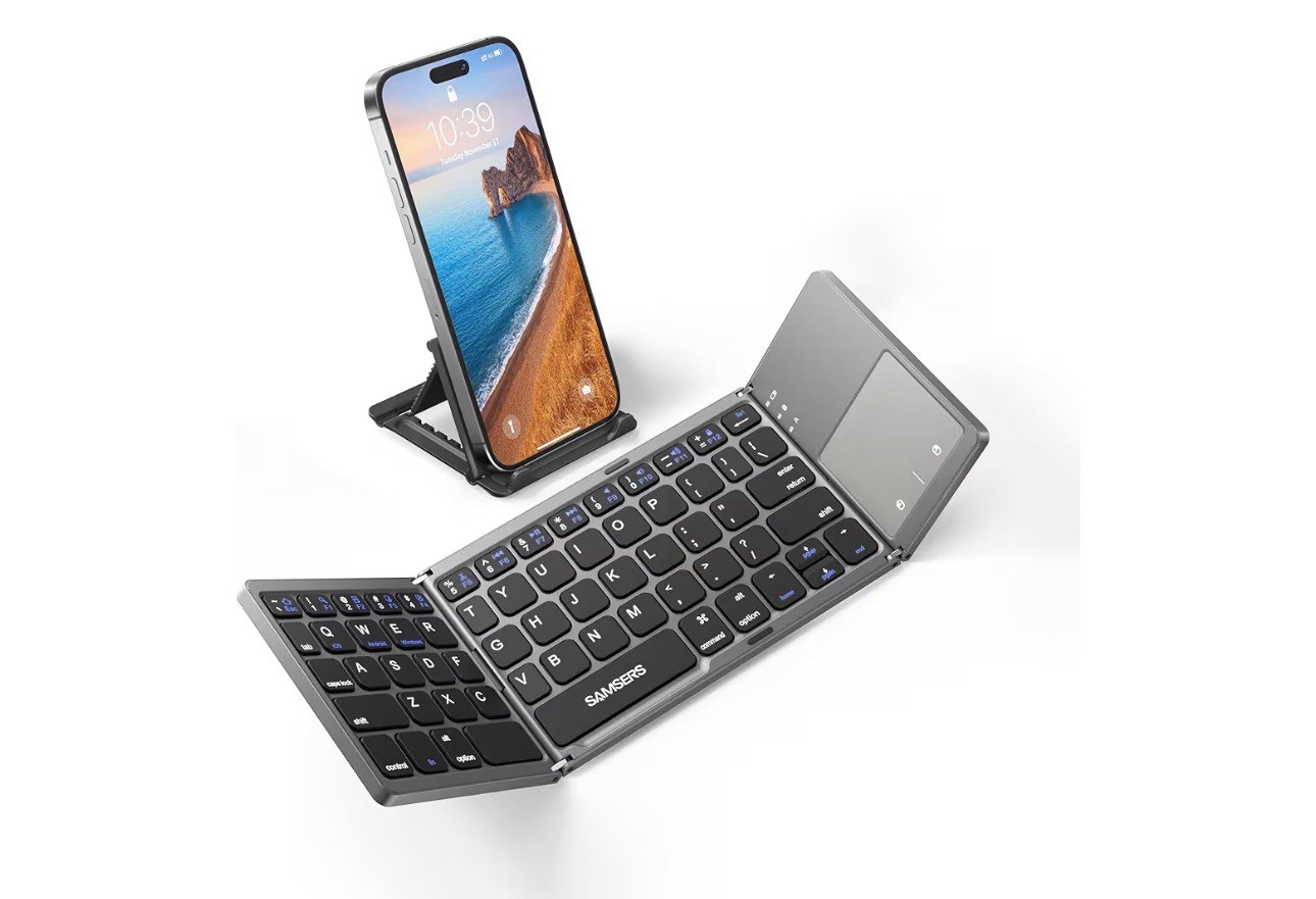 Samsers Black Foldable Bluetooth Keyboard Touch Panel Wireless  w/Stand Android