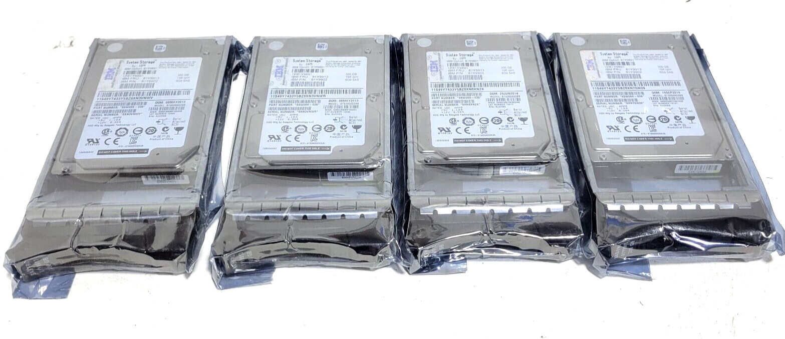 IBM 81Y9913 300 GB 15K rpm 6 Gb SAS HARD DRIVE HDD 81Y9891 81Y9902 Lot of 4 NEW