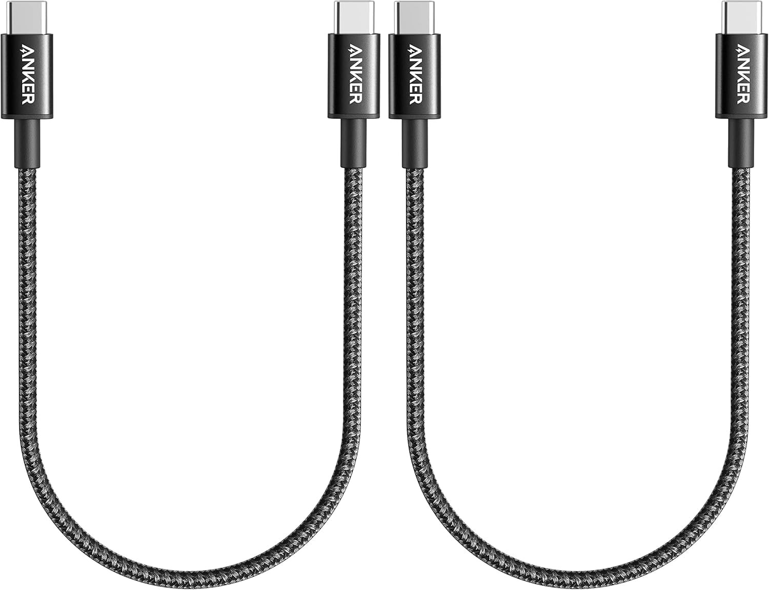 Anker USB C to C Cable, Type-C 60W Fast Charging Cable (1FT, 1FT*2, Black 