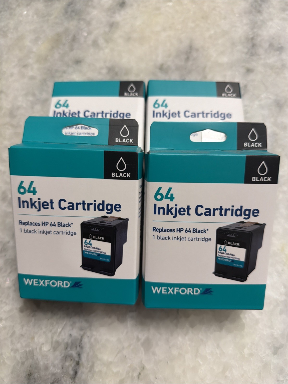 Lot of 4 new Wexford Black Ink 64 Inkjet Cartridge Replaces HP 64