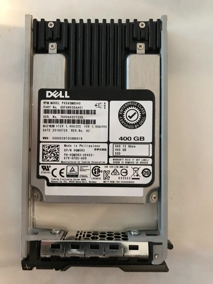 New 0GM5R3 GM5R3 DELL 400GB 12Gb/s SAS 2.5in MLC SSD R720 R730 R630