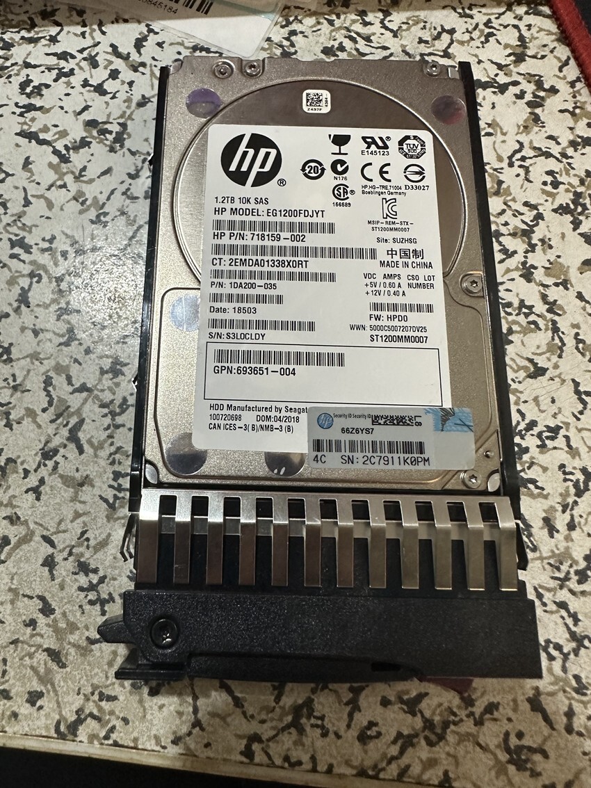 Compatible HPE 693648-B21 693719-001 1.2TB 6G SAS 10K SFF (2.5-INCH) DP ENT HDD