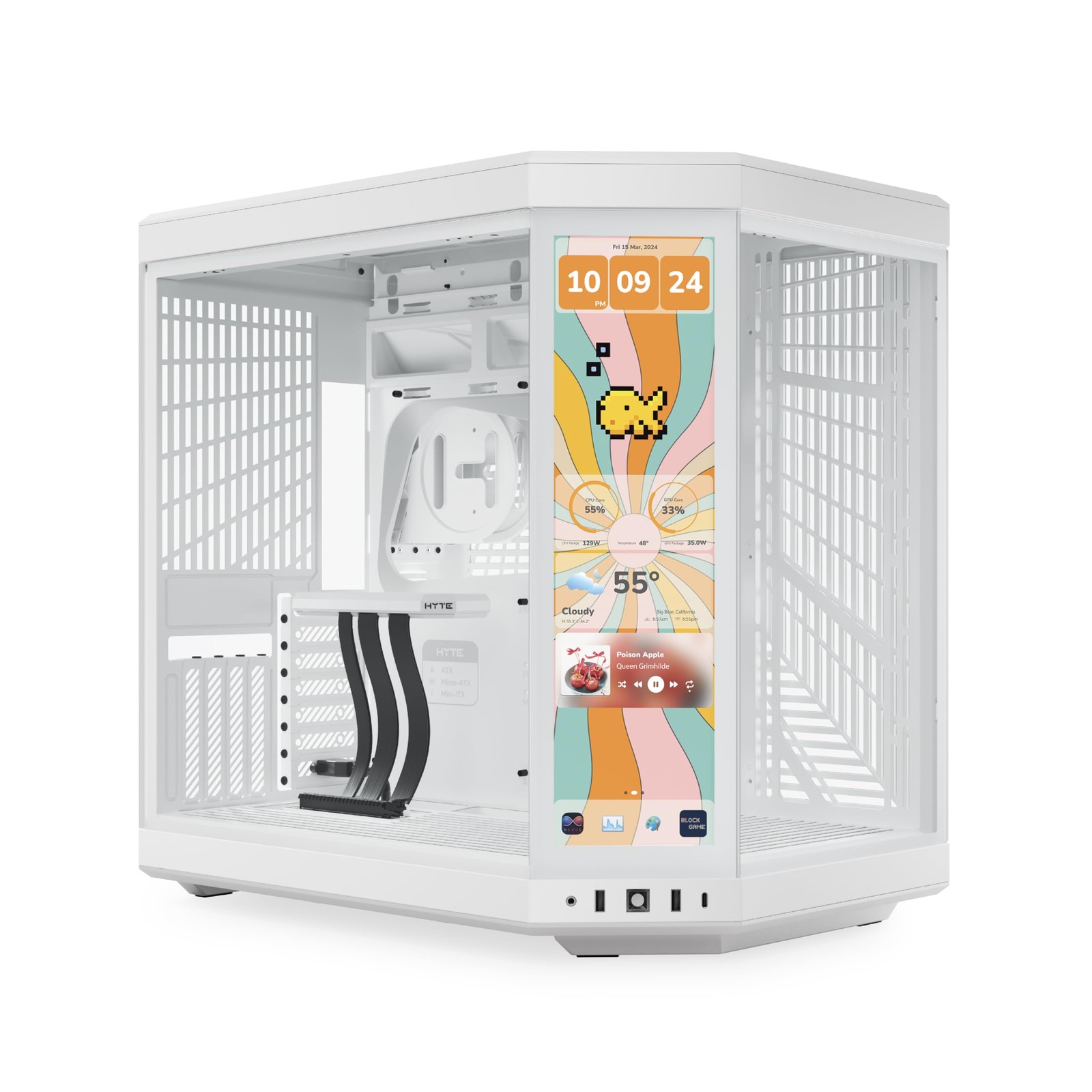 HYTE Y70 Touch Infinite Modern Aesthetic Gaming PC Case - Integrated 2.5K LCD...