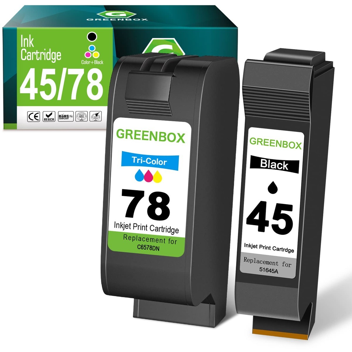 GREENBOX 45 78 Ink Cartridge Black/Tri-Color 51645 51645A C6578AN C6578DN