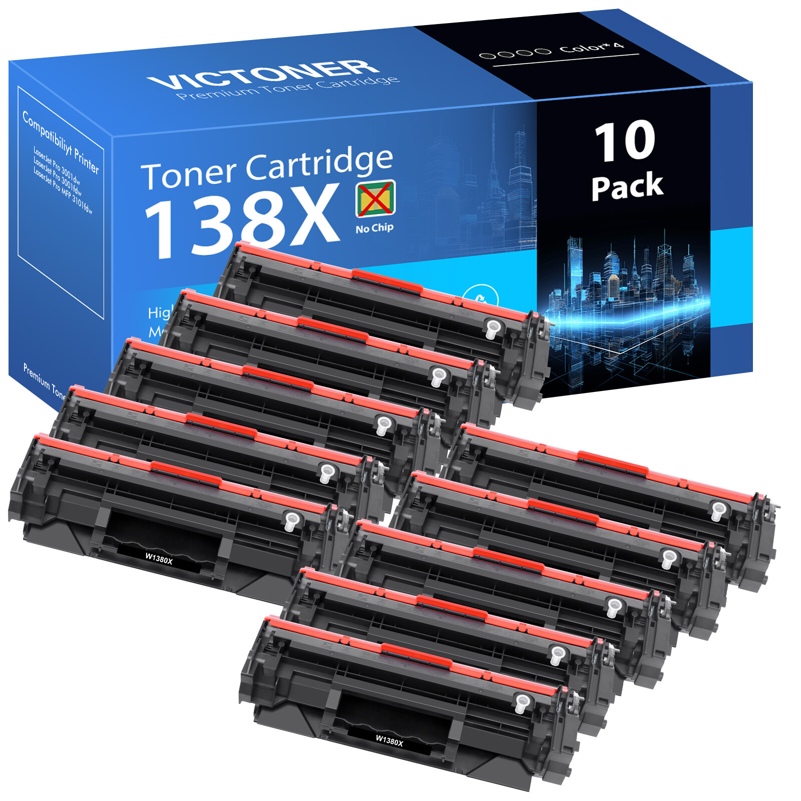 10x W1380X 138X NO CHIP Toner Compatible With HP LaserJet 3001dw 3001fdw 3101fdw