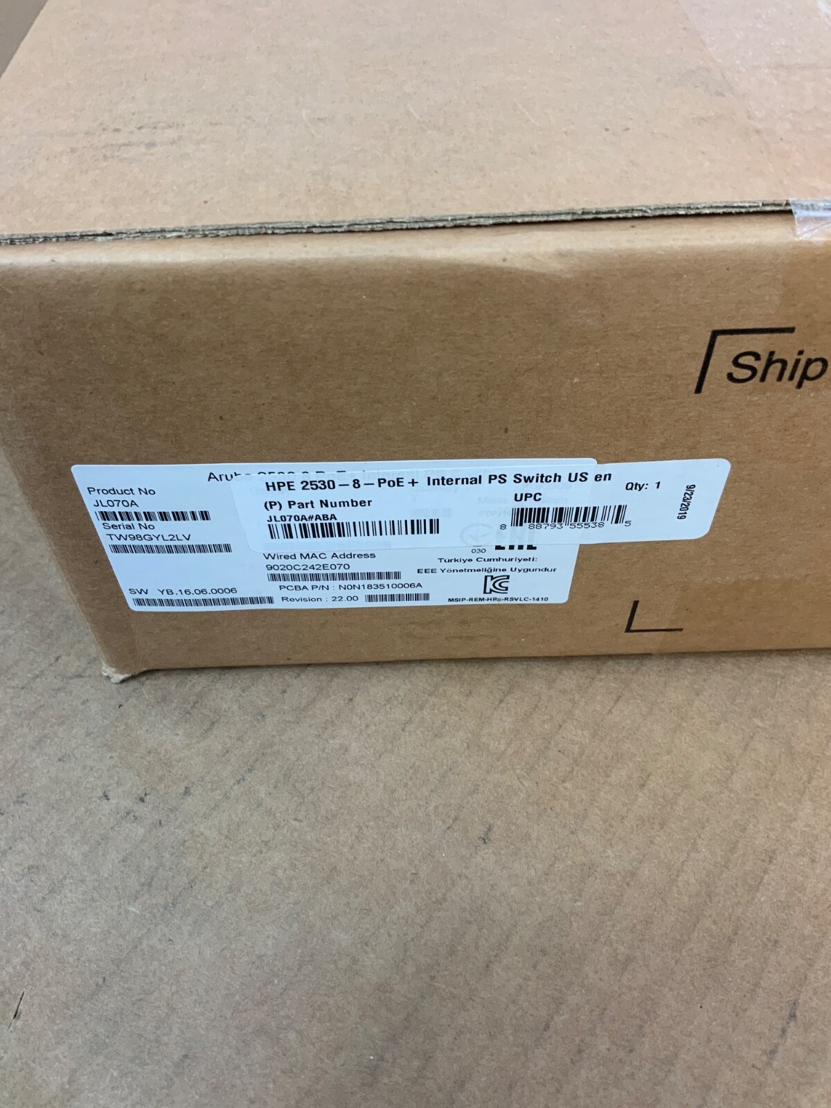 HPE Aruba 2530-8-PoE+ 8 port 10/100 PoE+ Switch JL070A  | 🇺🇸✨🇺🇸✨ NEW