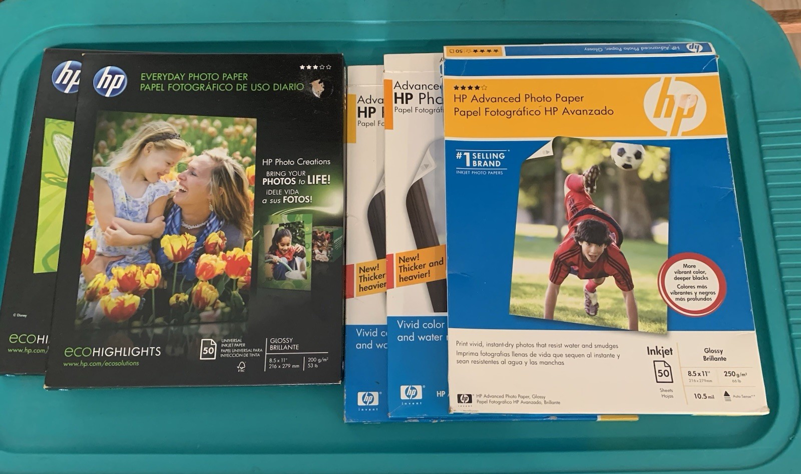 Bundle of 5 HP Glossy Photo Paper 50 Sheets 8 1/2 x 11”