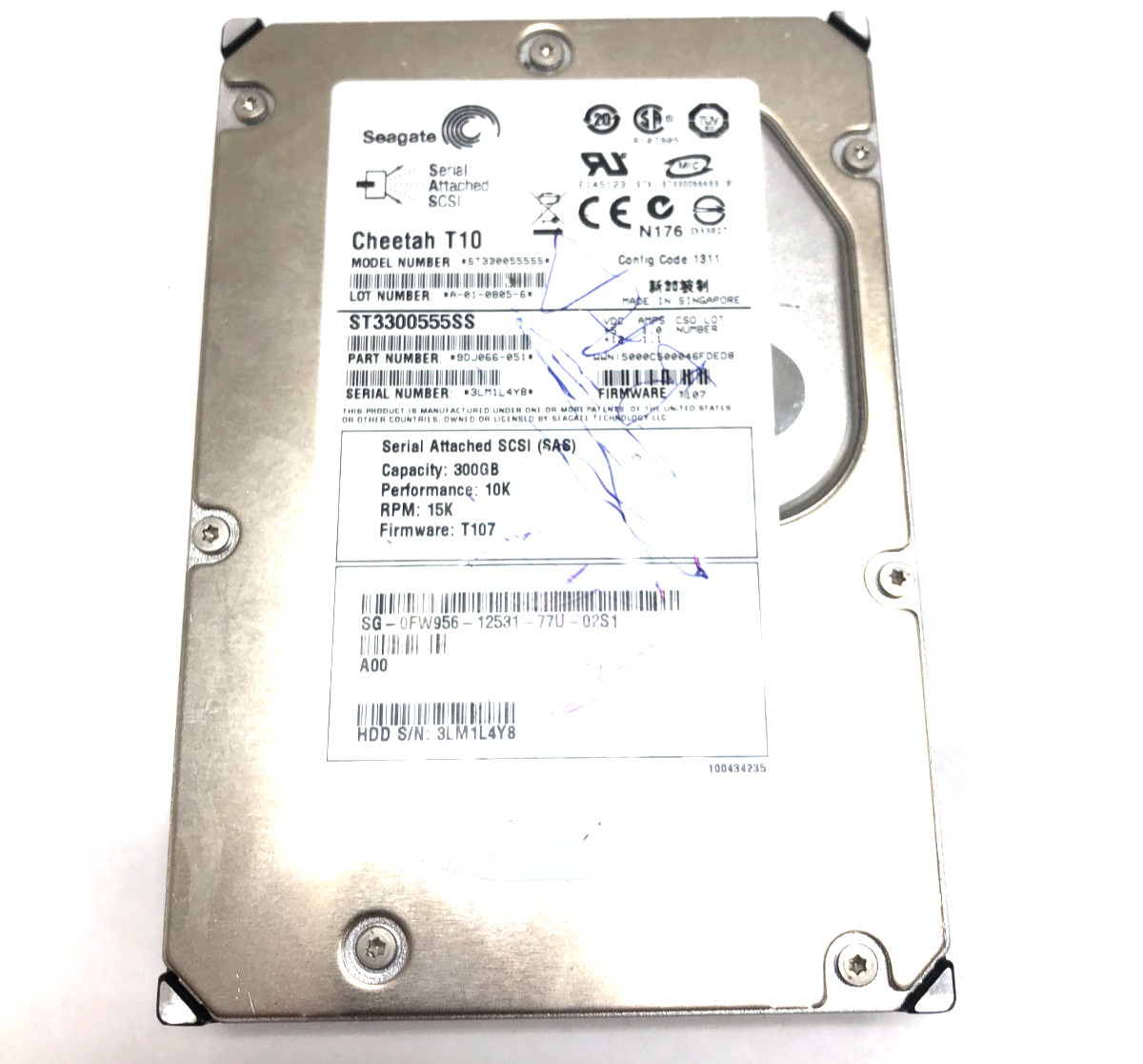 Seagate Cheetah T10 ST3300555SS 300GB 15K RPM SAS 3.5" 3Gb/s Hard Drive HDD