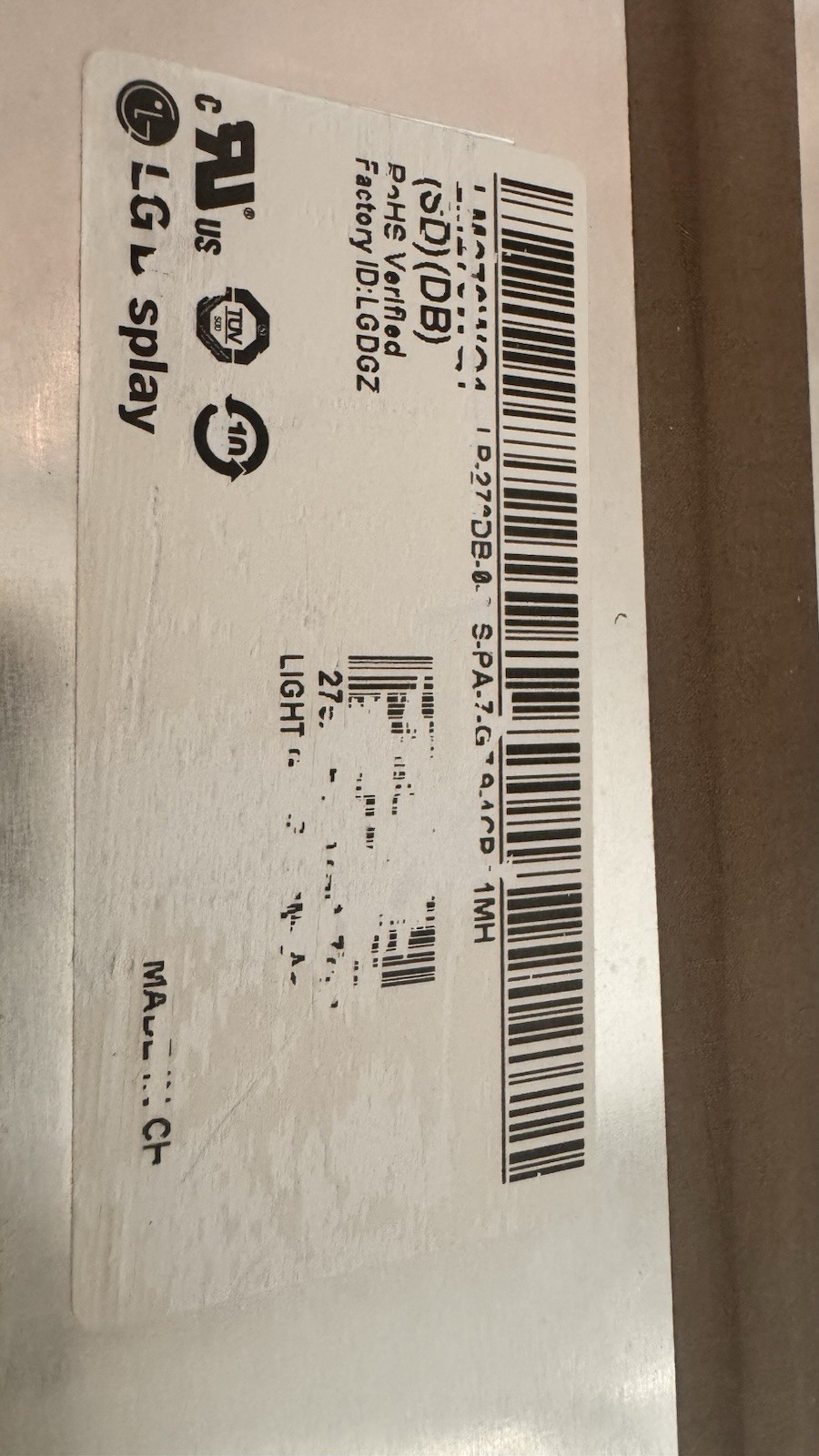LG LM270WQ1-SDDB Panel, Used And Working, Glass Panel is Intact