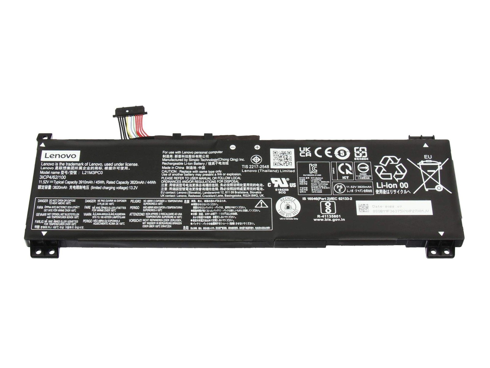 Lenovo L21C3PC0 Battery 45Wh Genuine 3,910mAh ~D~
