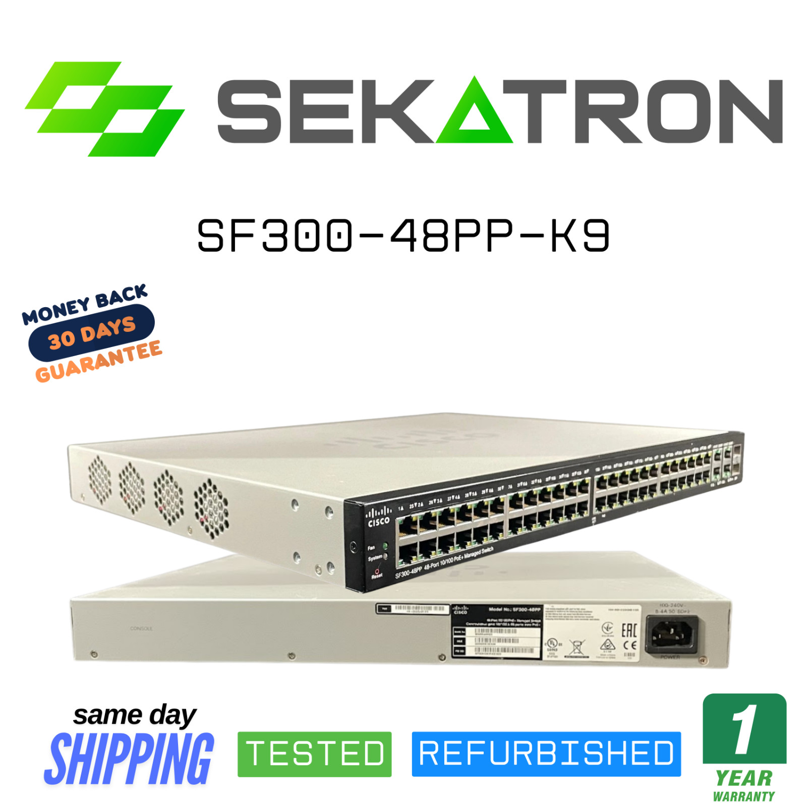 🔀 Cisco SF300-48PP-K9 Small Business Managed • 48-Port PoE+ Gigabit ⚡