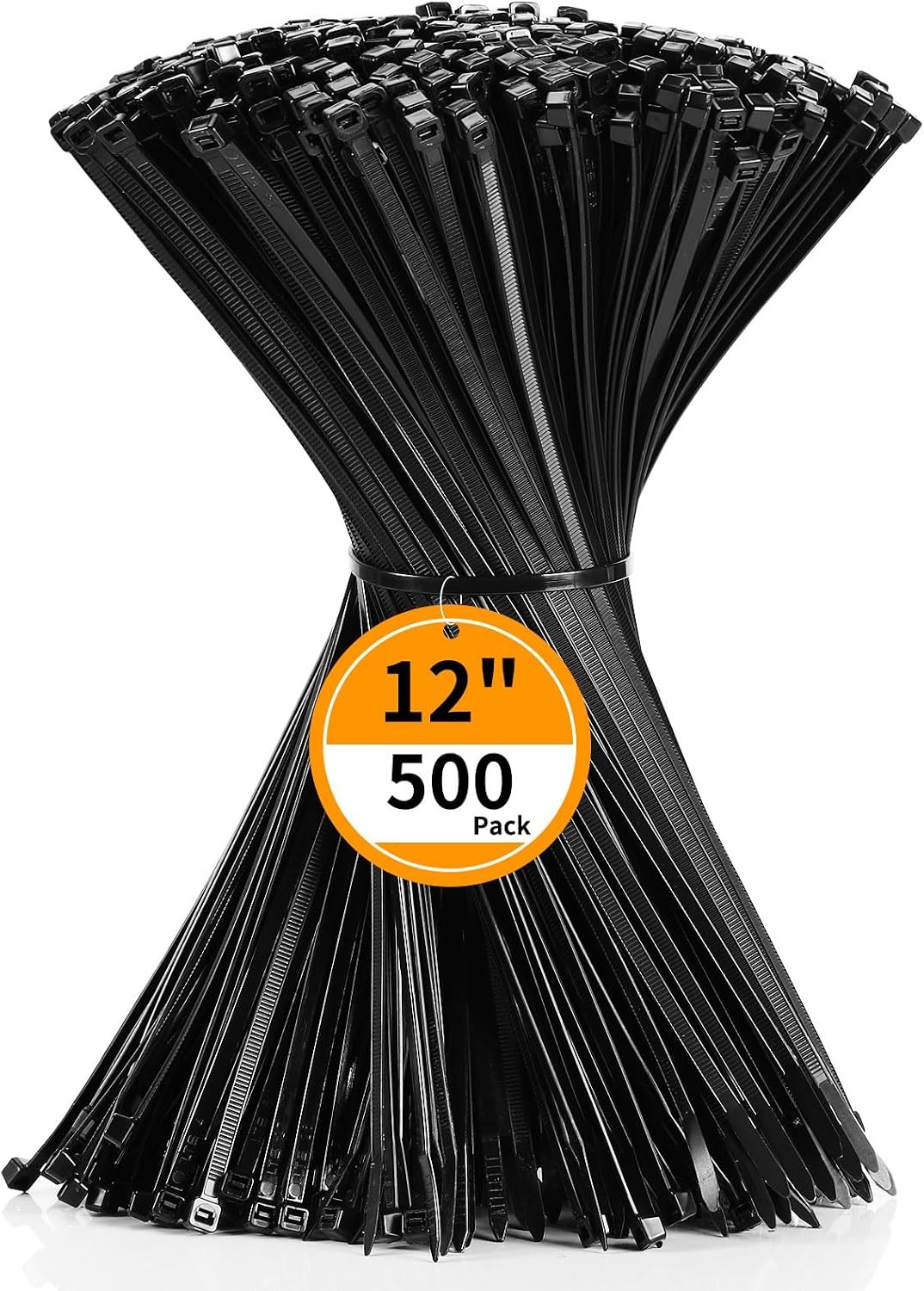 12 Inch Black Heavy Duty Zip Ties 500 Pack 50lb Cable Management
