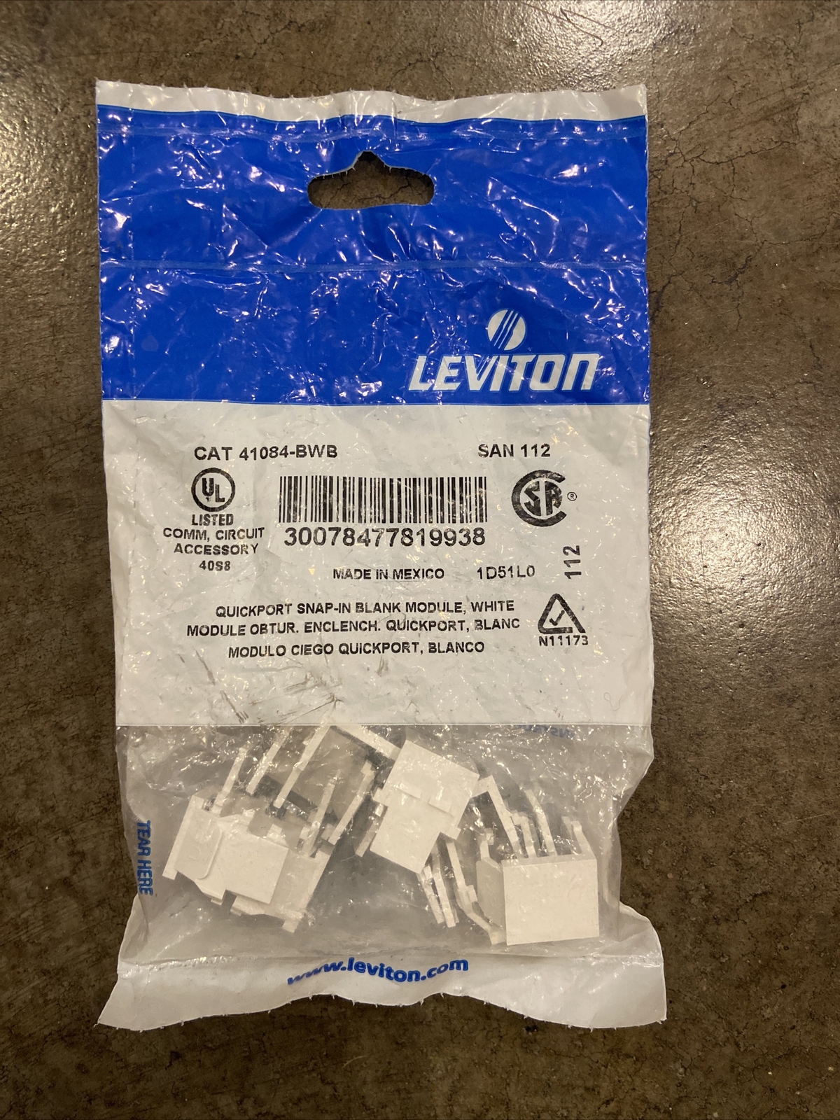 Leviton CAT 41084-BWB White QuickPort Insert-New