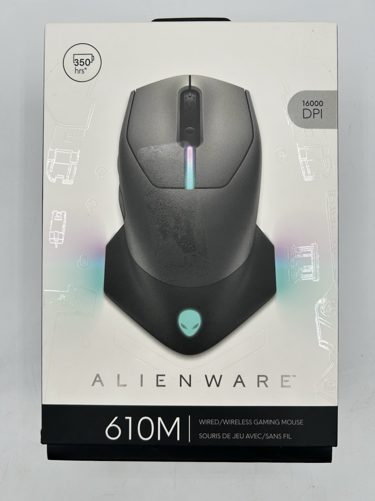 Alienware AW610M Wired/Wireless Gaming Mouse 16000 DPI - Dark Side Moon - Used