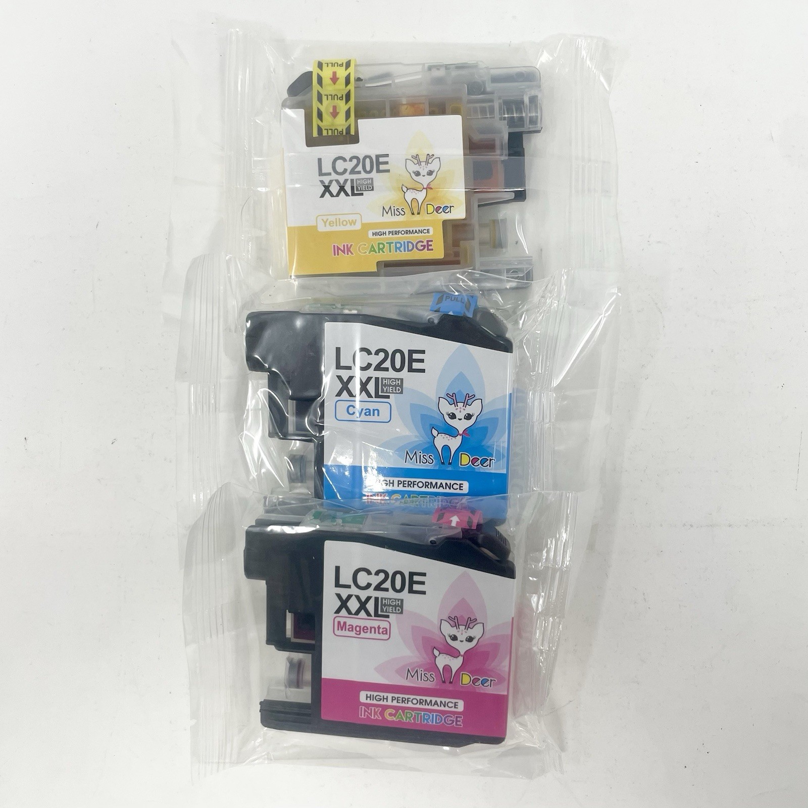 Miss Deer (3) LC20E XXL Ink Cartridges High Yield Magenta, Yellow, Cyan Lot Of 3