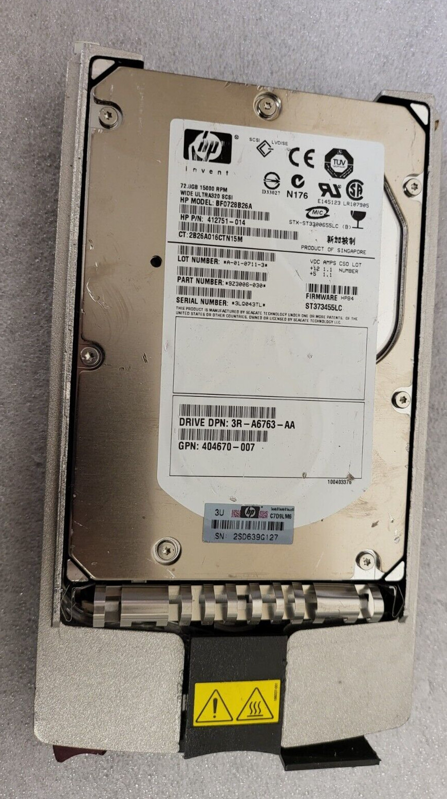 286778-B22/289243-001/404713-001/271837-014/289043-001- HP 72GB 15K ULTRA 320 HD