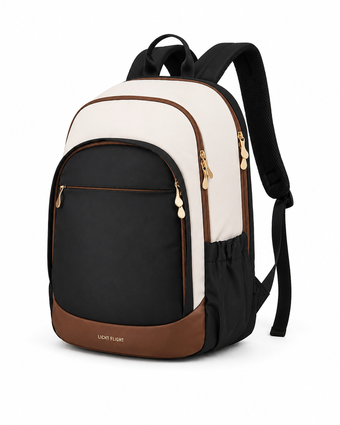 LIGHT FLIGHT Women's Travel Backpack for 15.6" Laptop Backpack Beige Black New