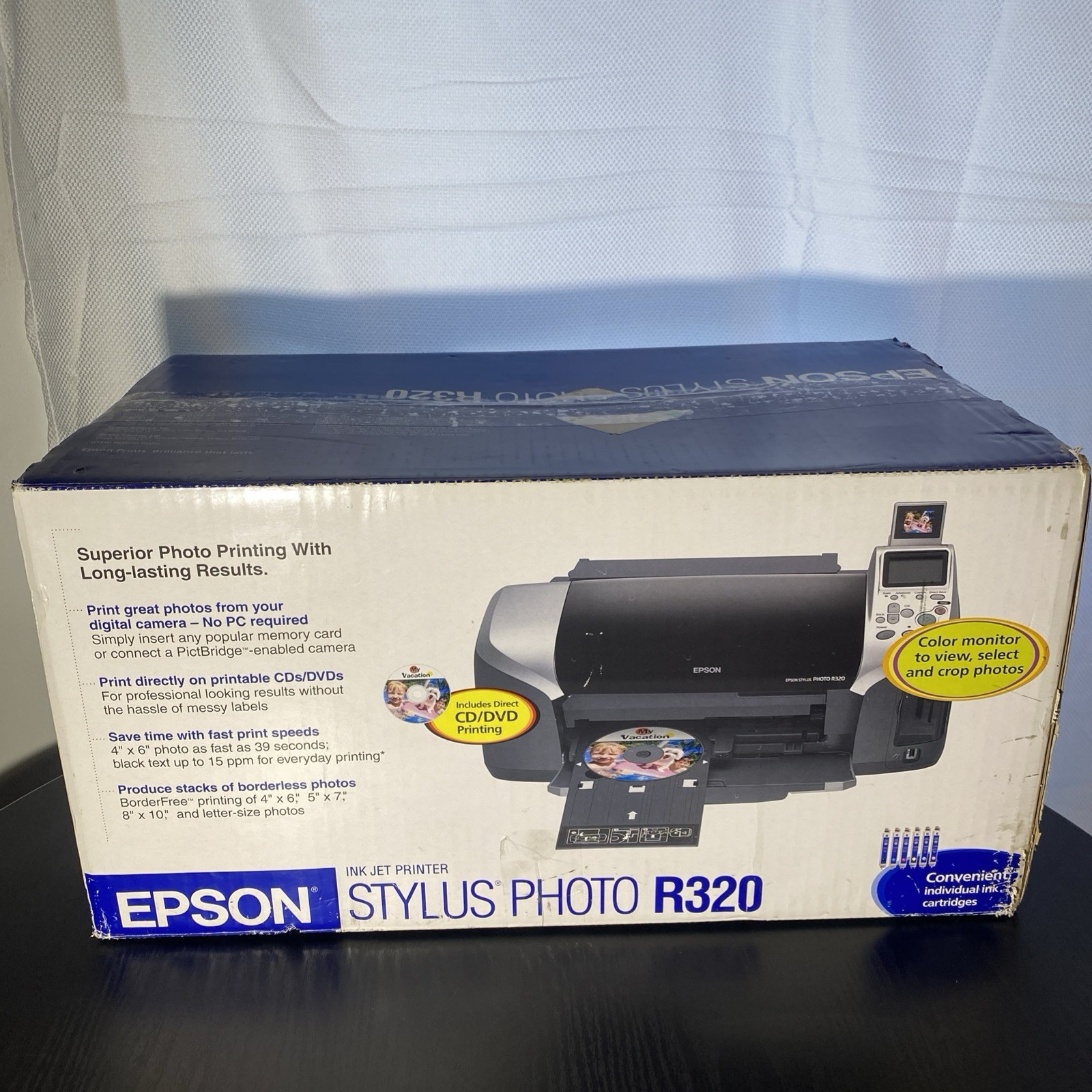 NEW Sealed Epson Stylus Photo R320 Color Inkjet Printer CD/DVD Printing USB Ink