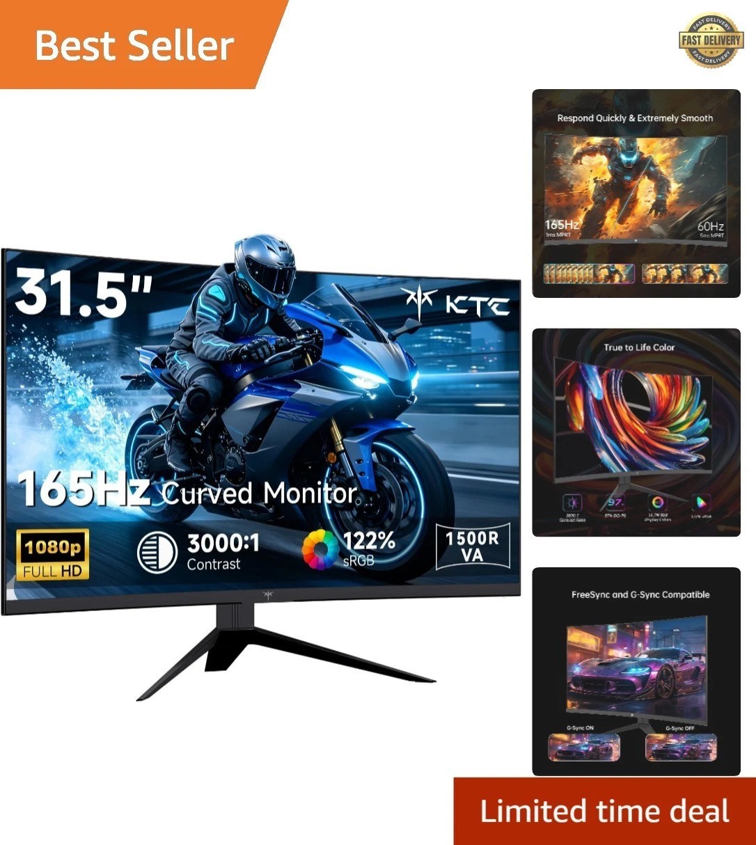 1500R 32-Inch Curved Gaming Monitor - Eye Care and VESA Mount Ready