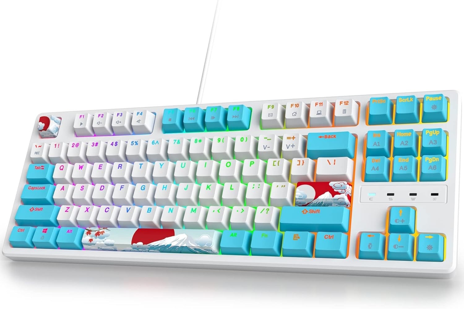 Teclado mecánico 75% 87 teclas, retroiluminado RGB, switch rojo, gris