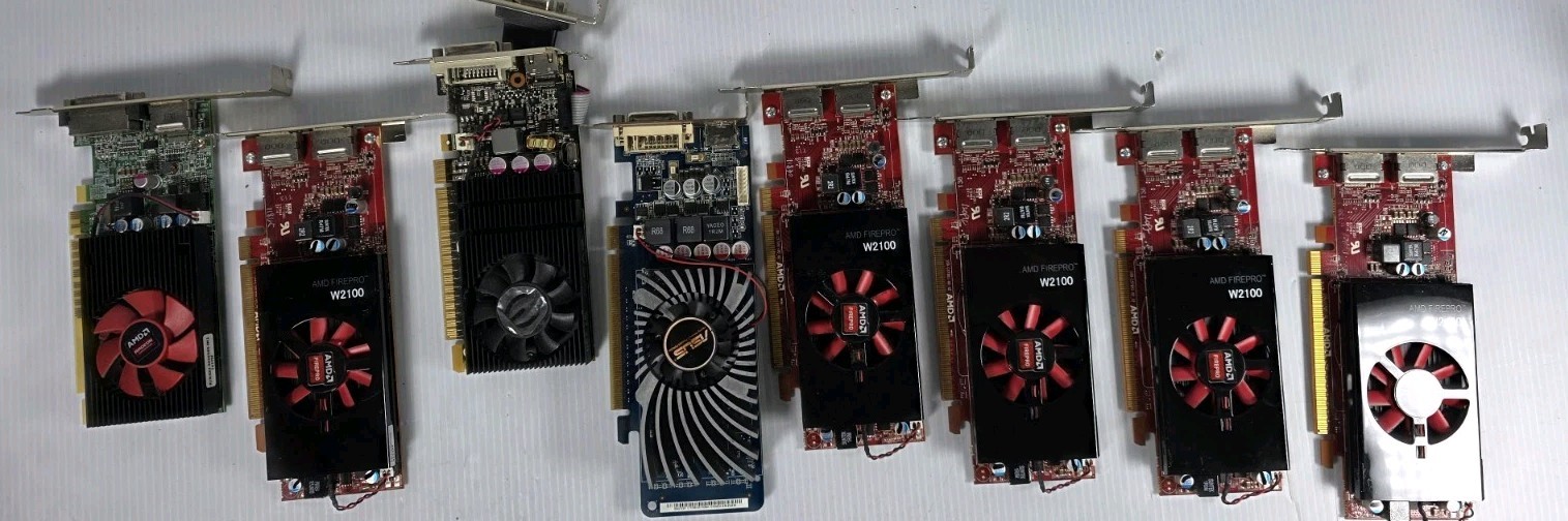 LOT OF 8  Mix AMD GT 730 GeForce AsusFirePro W2100 GPU Video Graphics Card