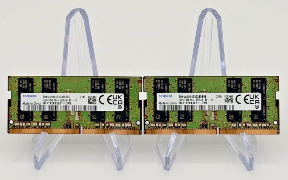 Samsung 32GB Kit 2x16GB DDR4 3200MHz PC4-25600 Laptop RAM SO-DIMM M471A2K43EB1-C