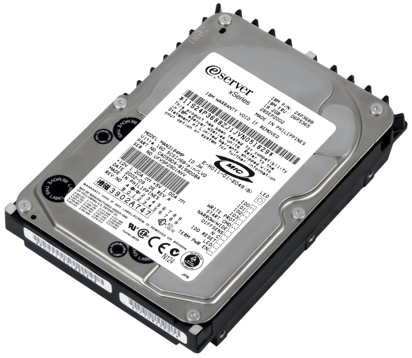 Hard Drive IBM 06P5365 24P3688 MAN3184MP 18.2GB 10K 8MB SCSI U160 3.5''