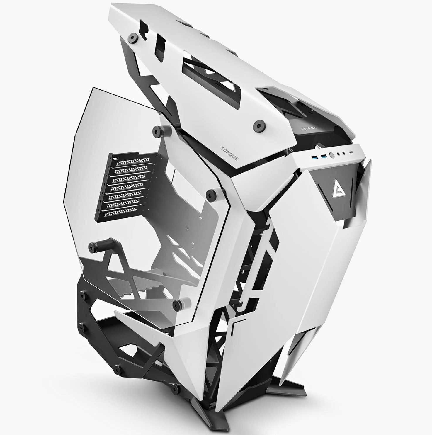 Antec Torque ATX Mid Open Frame Case Black/White Tempered Glass Aluminum USB-C