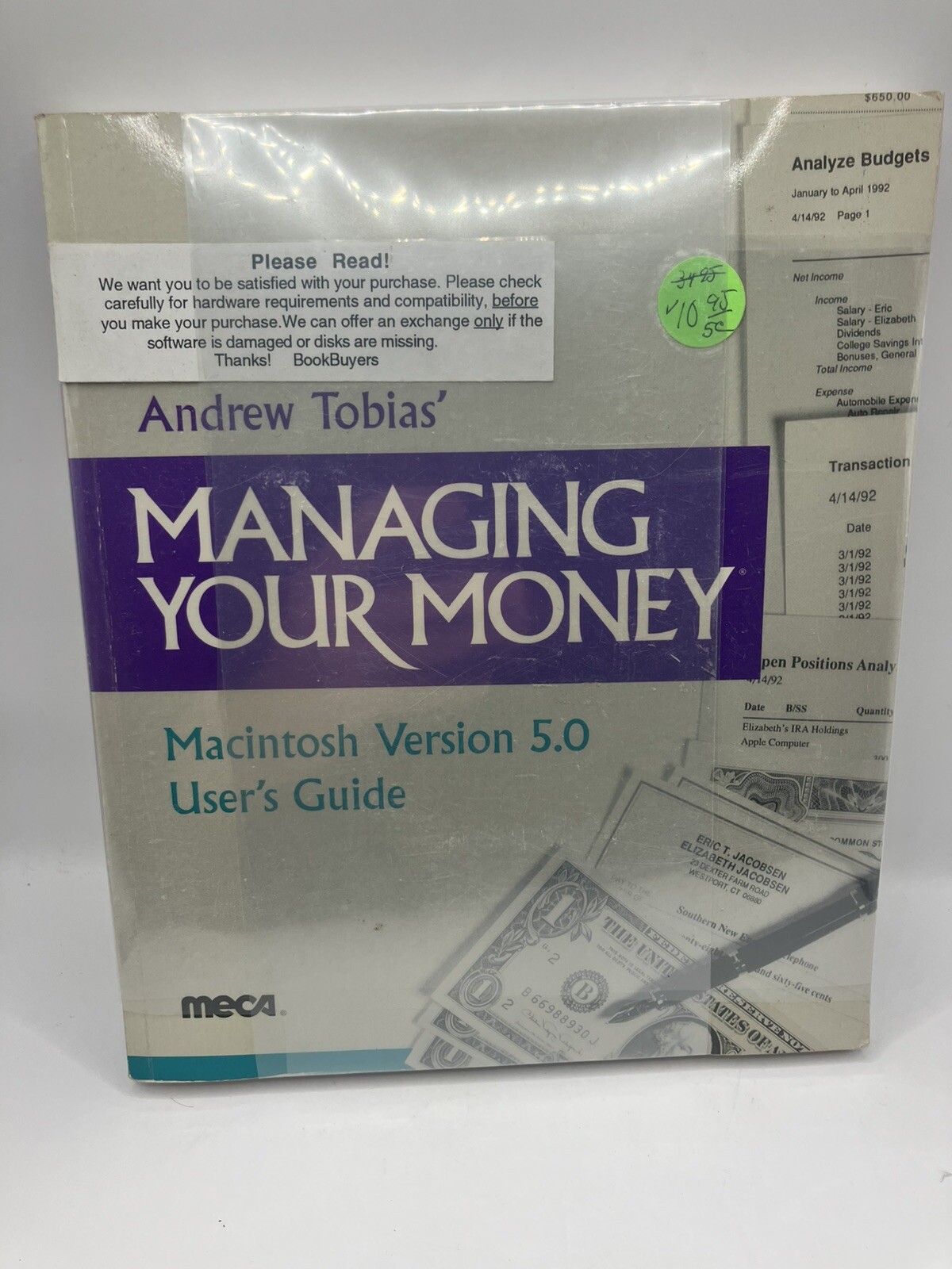 Vintage Andrew Tobias' Managing Your Money Version 5.0 MAC Meca 1992
