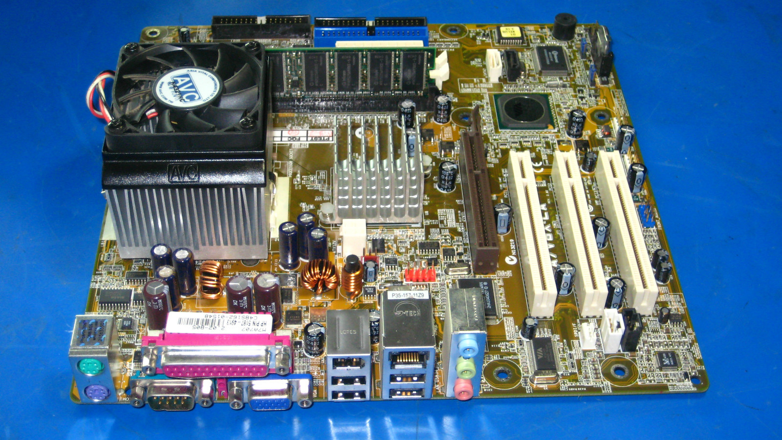 HP/Asus A7V8X-LA Motherboard 5187-4913 W/AMD 2.0GHz CPU+256MB RAM Heatsink.#M108