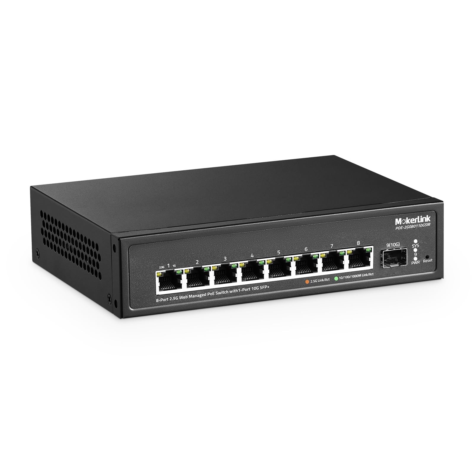 MokerLink 8 Port 2.5G POE Managed Switch with 10G SFP+ Slot, IEEE8023af/at...