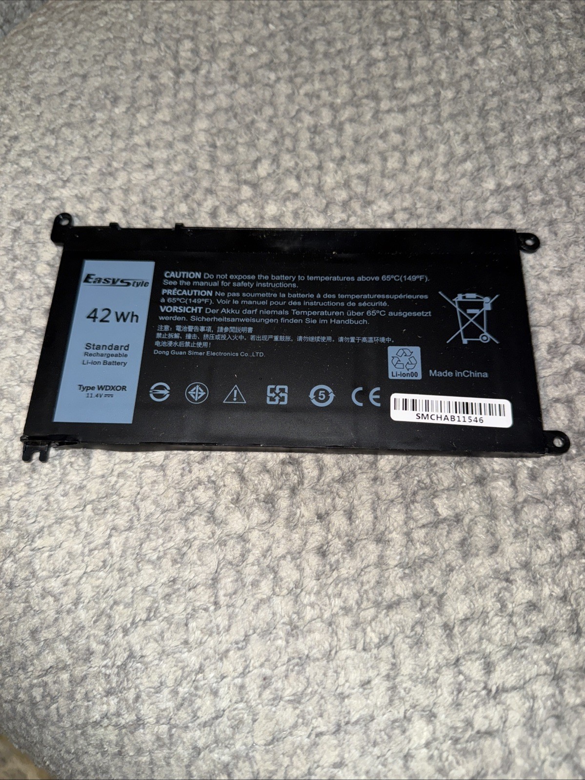 42Wh 11.4V WDXOR A0D63-EA-XY Laptop Battery for Dell Inspiron 15 5568 13 7368 