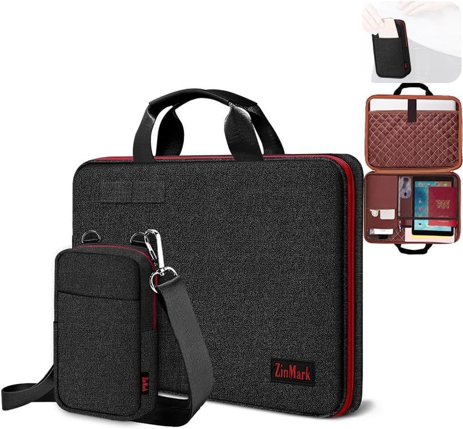 Laptop Case 15.6 Inch Briefcase Military-Grade Protection with Detachable Belt B